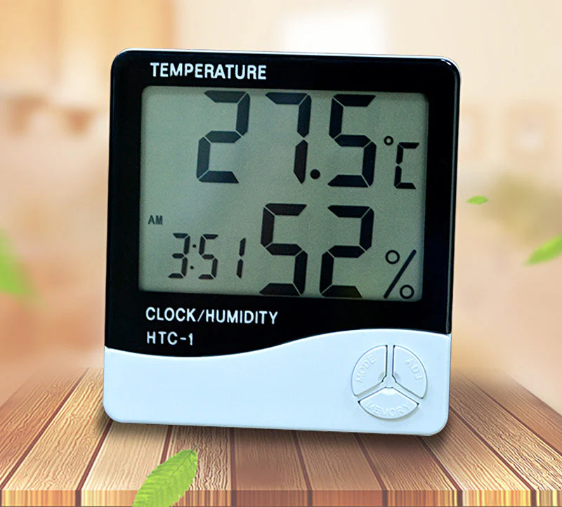 TERMOMETRU, HIGROMETRU DIGITAL DE CAMERA - AFISARE ORA, TEMPERATURA, UMIDITATE - OriundeSales