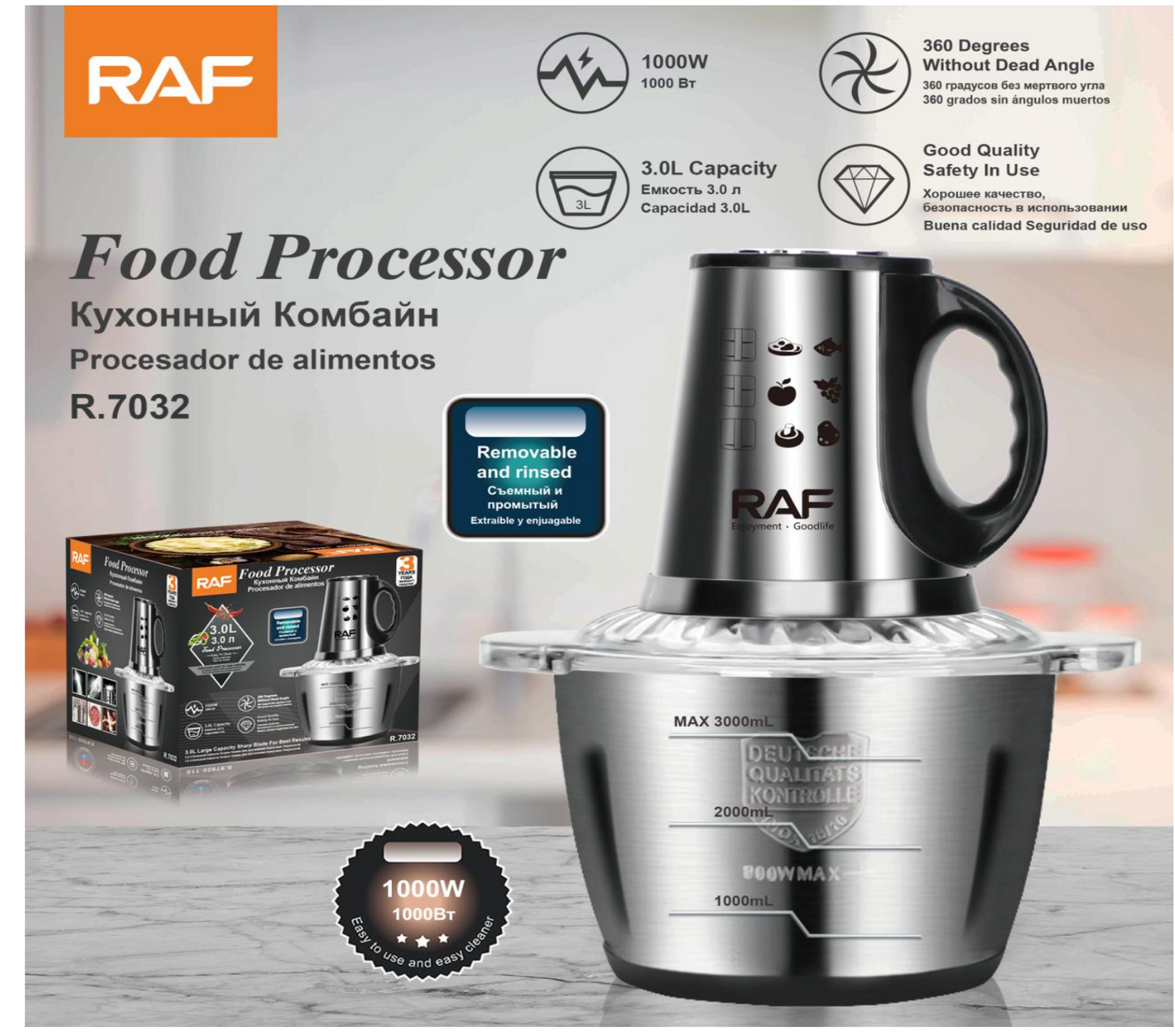 Tocator electric RAF R.7032-T 3L pentru maruntire ingrediente