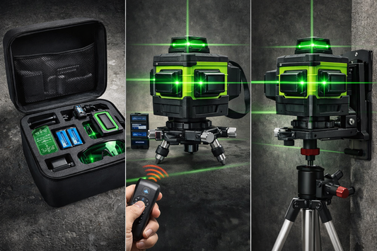 Nivela Laser Profesională 4D cu 16 Linii Verzi, Set Complet cu Accesorii + Cutie Transport – Autonivelare 360°