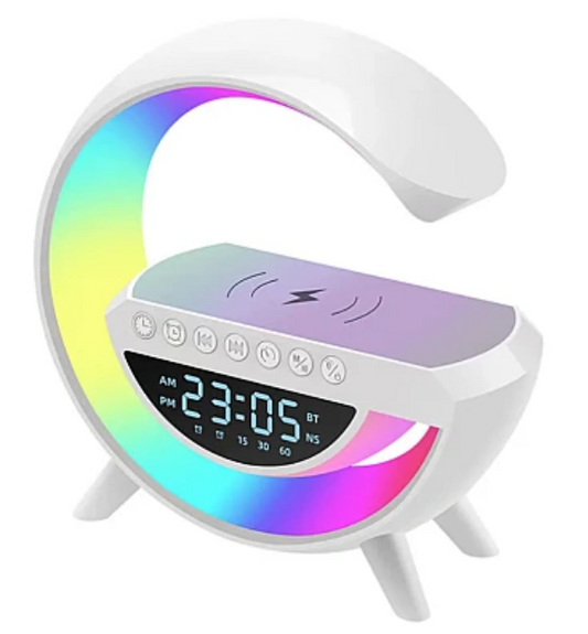 Boxă Multifuncțională 3 în 1 – Lampa LED RGB, Boxă Bluetooth și Încărcător Wireless - OriundeSales