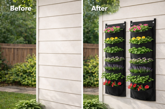 Set 2 Ghivece Verticale cu 7 Buzunare – Suport Flori pentru Perete, Grădină Verticală din Material Textil