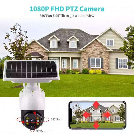 Camera de Supraveghere 4G cartela Sim cu Panou Solar, Full HD 1080pzor, Vedere Nocturna , Detectie umana, pentru Exterior - OriundeSales