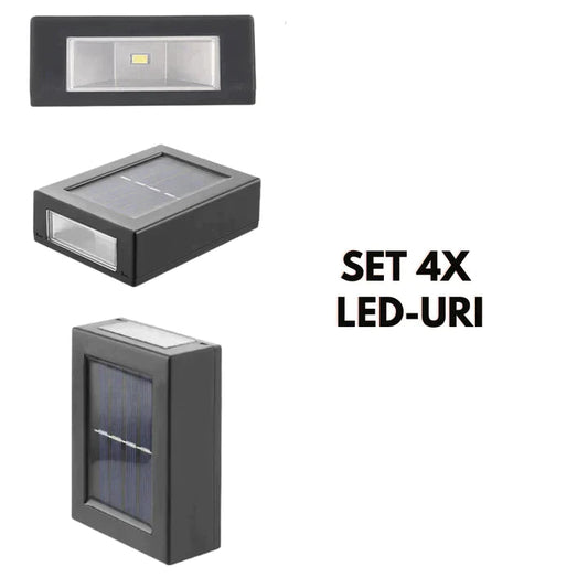 SET 4x LED-uri pentru perete cu încărcare solară LedBox LP-0024 - OriundeSales