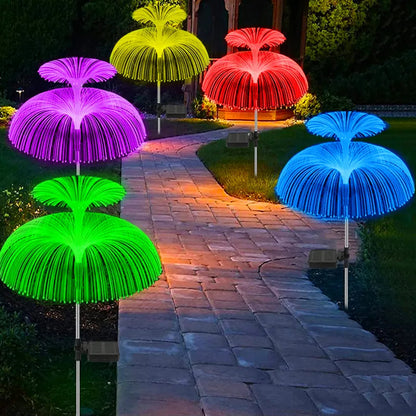 Set 2x Lampă Solară Tip Palmier cu Floare Dublă RGB - OriundeSales