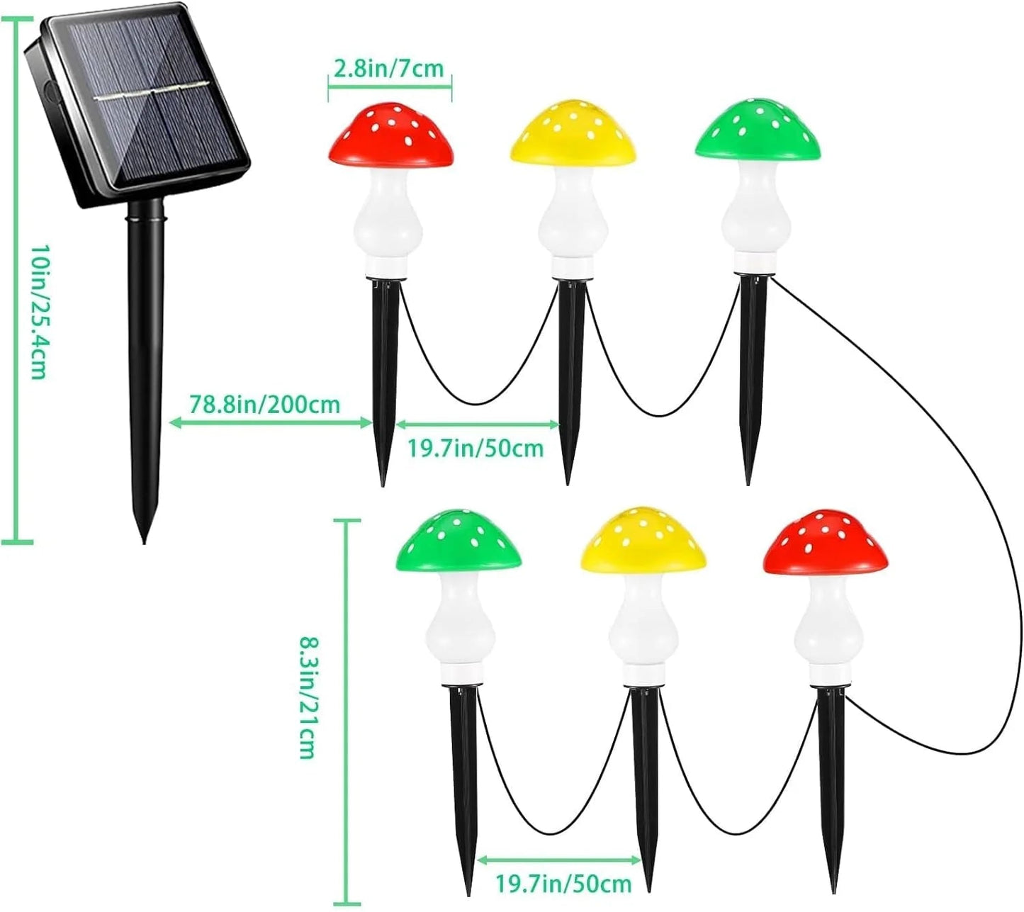 Set 6 Lămpi Solare de Grădină în Formă de Ciuperci, IP66, Lumină Alb Cald - OriundeSales