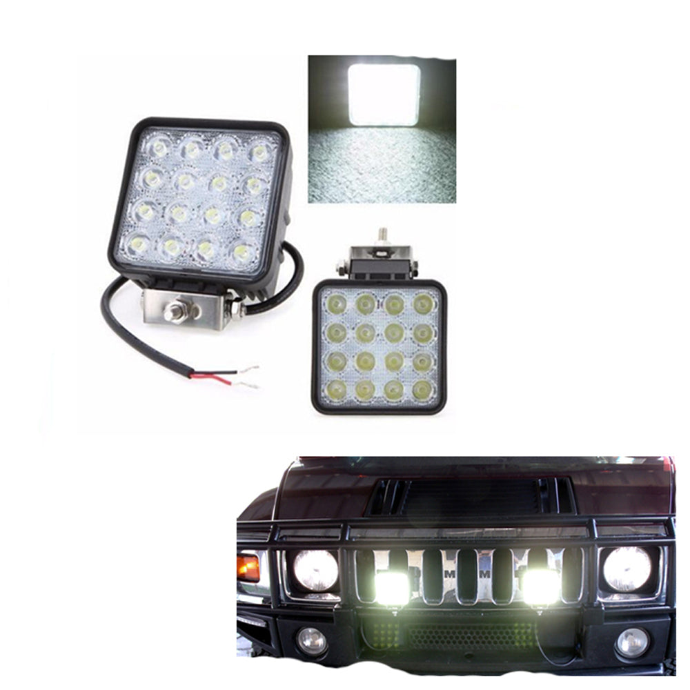 1+1 GRATIS: Proiector Auto patrat 16LED 6mm, Offroad, 48W