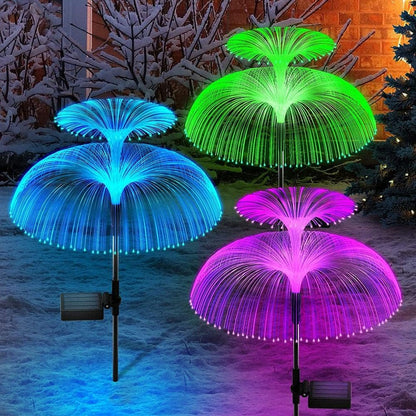 Set 2x Lampă Solară Tip Palmier cu Floare Dublă RGB - OriundeSales