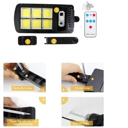 Set 5 Lampi cu Incarcare Solara prin Inductie 96 LED-uri COB, telecomanda