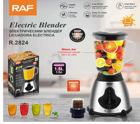 Blender RAF R.2824-S cu vas din sticla pentru mixare si maruntire
