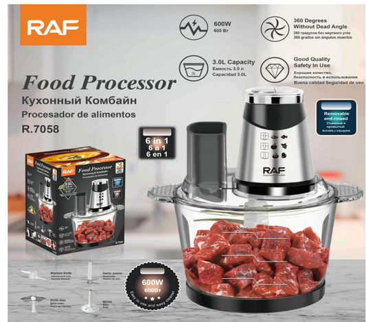 Tocator electric RAF R7058 3L 6 in 1 pentru maruntire alimente