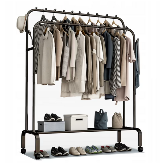 Suport haine dublu cu roți, 150 x 120 x 45 cm