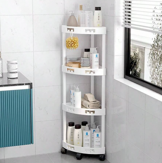 Raft de colt pentru baie alb si negru