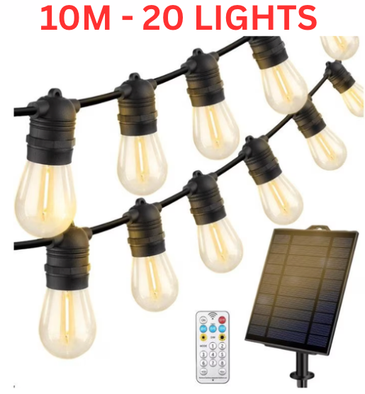 Becuri solare 10 m cu 20 lumini