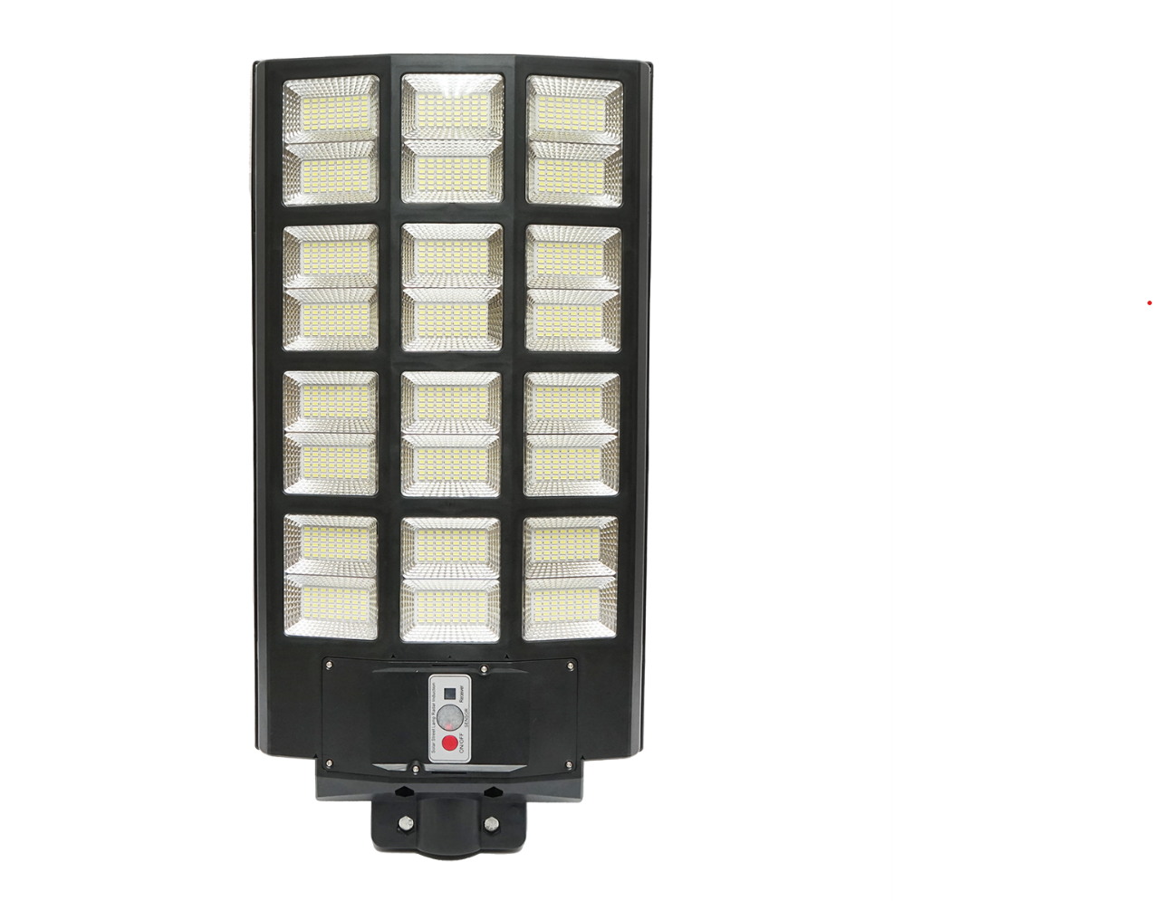 Lampa solara LED iluminat stradal 1200W, 6500K, IP65 cu panou solar senzor de miscare telecomanda si picior pentru prindere fixa - OriundeSales