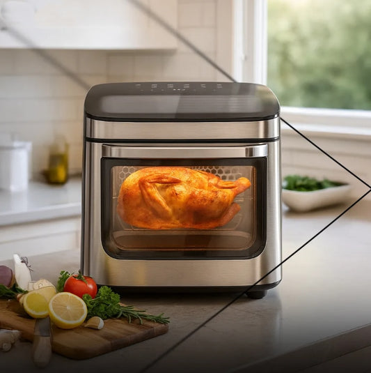 Friteuza cu aer cald, 1800W, 14L, 8 programe, fereastra vizuala, ecran tactil, negru
