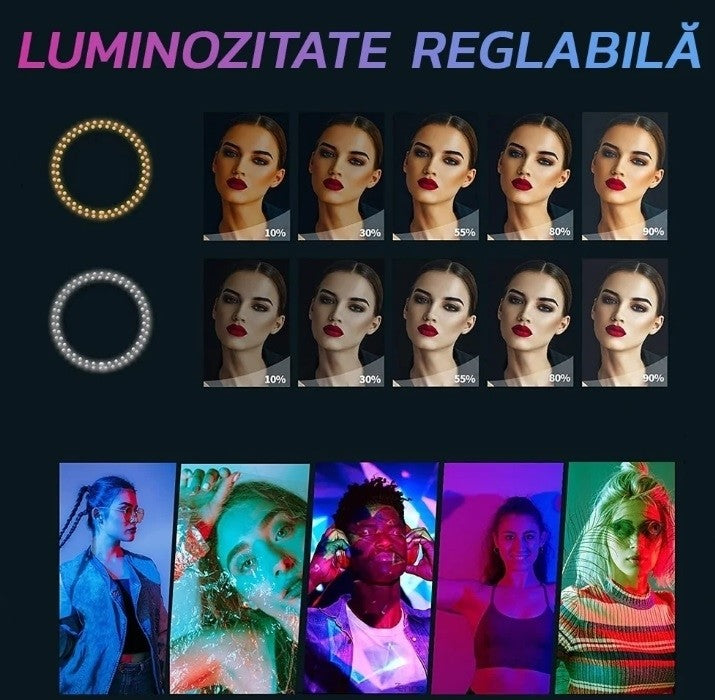 Lampa Circulară LED cu Trepied – Iluminare Profesională pentru Foto & Video