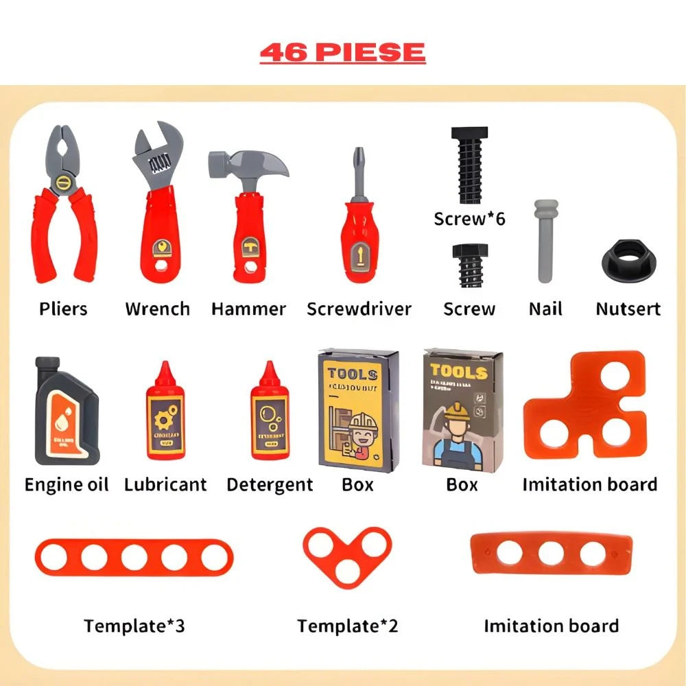 Set Troler Jucarie , Cu Unelte de Inginerie pentru Copii