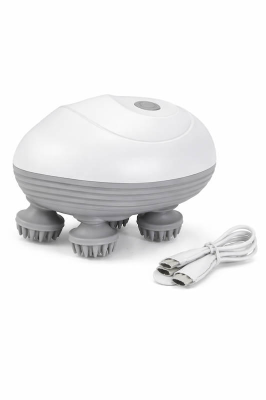 Aparat Electric Masaj Cap și Scalp – Relaxare Instant, Antistres, 4 Capete Silicon, Reîncărcabil USB