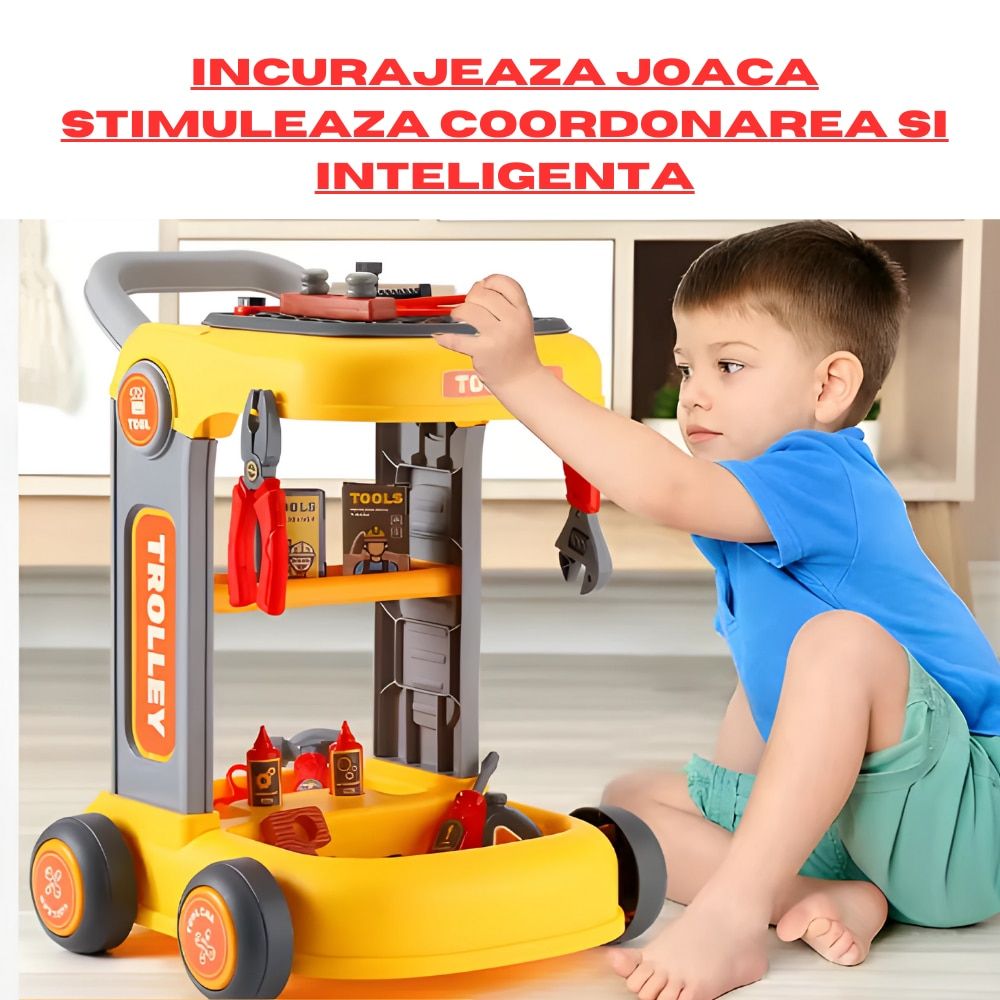 Set Troler Jucarie , Cu Unelte de Inginerie pentru Copii