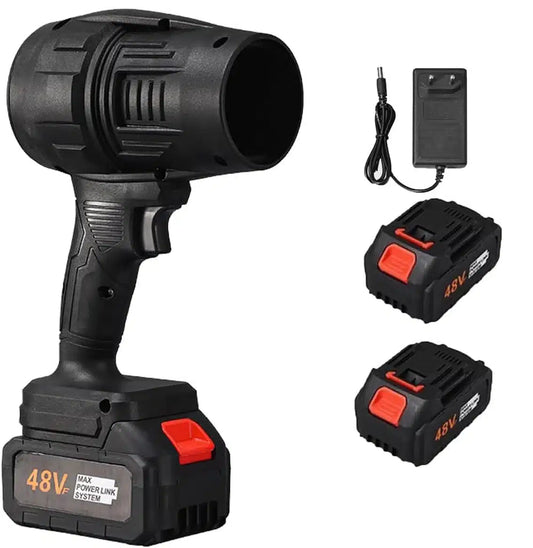Suflantă Electrică Portabilă 48V cu 2 Acumulatori și Încărcător – Mini Blower Puternic pentru Curățare, Grătar, Prajire Carbuni, Frunze și Praful din Atelier