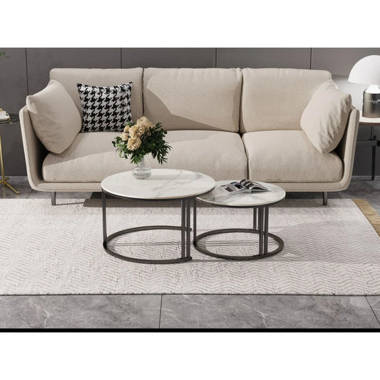 Masuta  pentru sufragerie 50*50*39.5 70*70*43.5 - alb cu negru