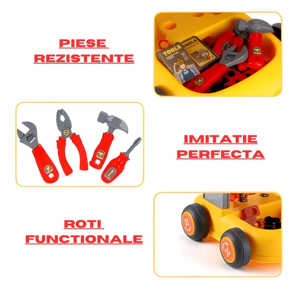 Set Troler Jucarie , Cu Unelte de Inginerie pentru Copii