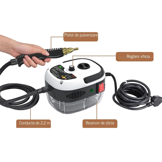 Aparat de Curatare cu Aburi Portabil, 2500W, Rezervor 1000ml Putere de Abur Ridicata pentru Bucatarie, Baie, Gresie, Mobilier, Canapele, Geamuri si Masina
