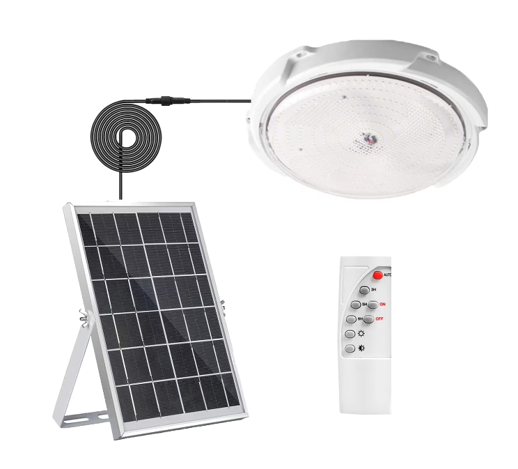 Plafoniera Solară 100W cu Telecomandă și Control Inteligent, IP65, Alb - OriundeSales