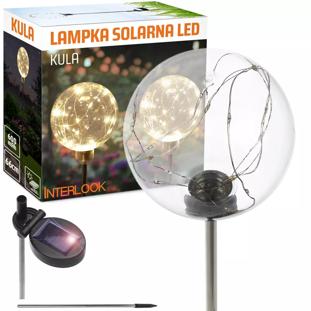 SET 2x Lampa solară cu LED tip Globulet, de grădină, lumină caldă, 76 cm - OriundeSales